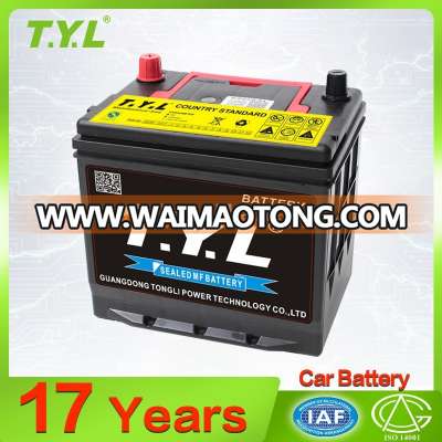 12v60ah guangzhou TYL brand high quality and factory price automobile car battery for sale