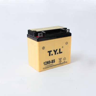 China factory price 12v9ah 12N9-BS maintenance free lead acid motorcycle battery in china