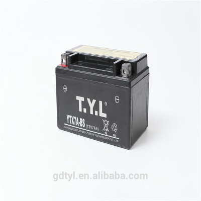 Top quality popular rechargeable 12v 7ah mf motorcycle dry battery